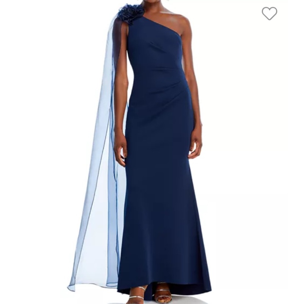 Eliza J one shoulder cape mermaid gown